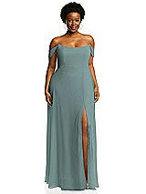 Alt View 1 Thumbnail - Icelandic Off-the-Shoulder Basque Neck Maxi Dress with Flounce Sleeves