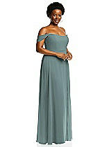 Alt View 2 Thumbnail - Icelandic Off-the-Shoulder Basque Neck Maxi Dress with Flounce Sleeves