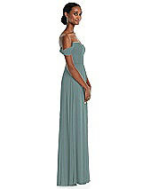 Side View Thumbnail - Icelandic Off-the-Shoulder Basque Neck Maxi Dress with Flounce Sleeves