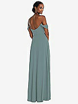 Rear View Thumbnail - Icelandic Off-the-Shoulder Basque Neck Maxi Dress with Flounce Sleeves