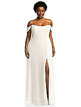 Alt View 1 Thumbnail - Ivory Off-the-Shoulder Basque Neck Maxi Dress with Flounce Sleeves