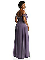 Alt View 3 Thumbnail - Lavender Off-the-Shoulder Basque Neck Maxi Dress with Flounce Sleeves