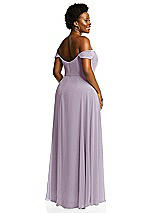 Alt View 3 Thumbnail - Lilac Haze Off-the-Shoulder Basque Neck Maxi Dress with Flounce Sleeves