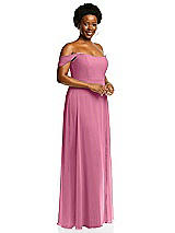 Alt View 2 Thumbnail - Orchid Pink Off-the-Shoulder Basque Neck Maxi Dress with Flounce Sleeves