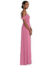 Side View Thumbnail - Orchid Pink Off-the-Shoulder Basque Neck Maxi Dress with Flounce Sleeves