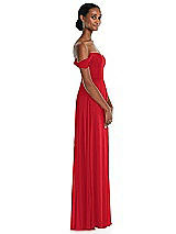 Side View Thumbnail - Parisian Red Off-the-Shoulder Basque Neck Maxi Dress with Flounce Sleeves
