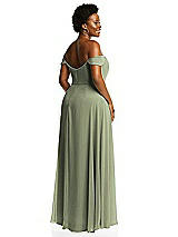 Alt View 3 Thumbnail - Sage Off-the-Shoulder Basque Neck Maxi Dress with Flounce Sleeves