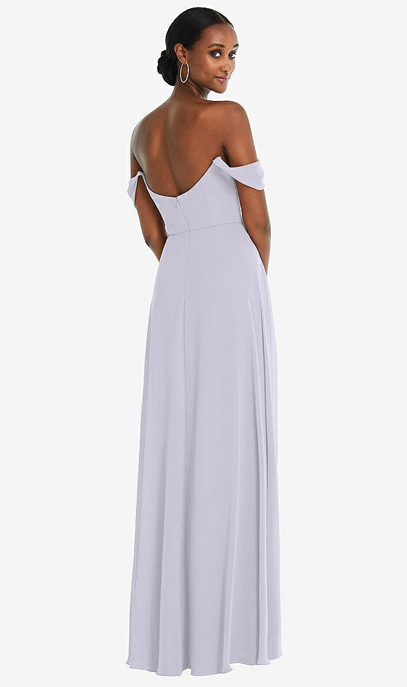 Back View - Silver Dove Off-the-Shoulder Basque Neck Maxi Dress with Flounce Sleeves