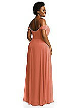 Alt View 3 Thumbnail - Terracotta Copper Off-the-Shoulder Basque Neck Maxi Dress with Flounce Sleeves