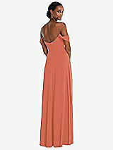 Rear View Thumbnail - Terracotta Copper Off-the-Shoulder Basque Neck Maxi Dress with Flounce Sleeves