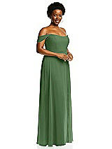 Alt View 2 Thumbnail - Vineyard Green Off-the-Shoulder Basque Neck Maxi Dress with Flounce Sleeves