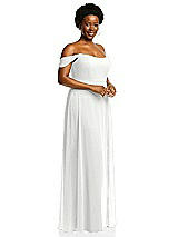 Alt View 2 Thumbnail - White Off-the-Shoulder Basque Neck Maxi Dress with Flounce Sleeves