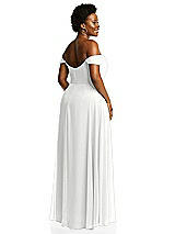 Alt View 3 Thumbnail - White Off-the-Shoulder Basque Neck Maxi Dress with Flounce Sleeves