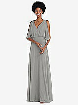 Alt View 1 Thumbnail - Chelsea Gray V-Neck Split Sleeve Blouson Bodice Maxi Dress