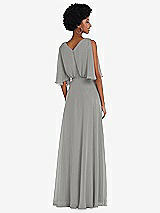Alt View 3 Thumbnail - Chelsea Gray V-Neck Split Sleeve Blouson Bodice Maxi Dress