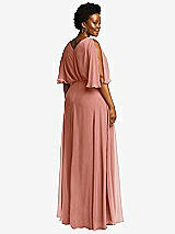 Rear View Thumbnail - Desert Rose V-Neck Split Sleeve Blouson Bodice Maxi Dress
