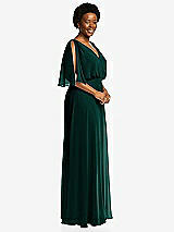 Side View Thumbnail - Evergreen V-Neck Split Sleeve Blouson Bodice Maxi Dress