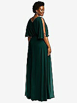Rear View Thumbnail - Evergreen V-Neck Split Sleeve Blouson Bodice Maxi Dress