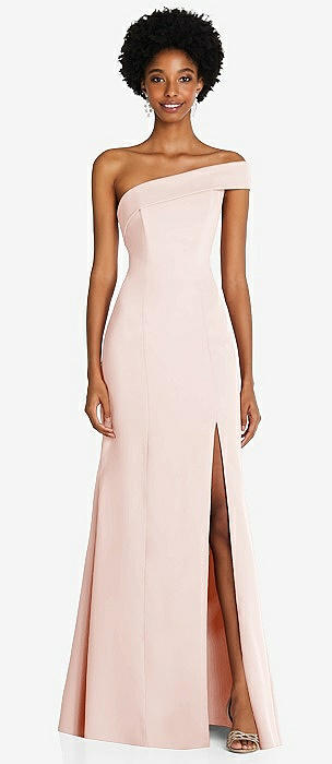 Blush pink one shoulder bridesmaid outlet dress