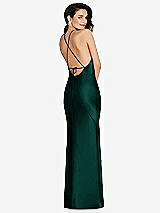 Rear View Thumbnail - Evergreen Halter Convertible Strap Bias Slip Dress With Front Slit