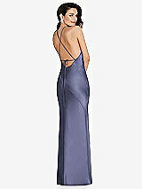 Rear View Thumbnail - French Blue Halter Convertible Strap Bias Slip Dress With Front Slit