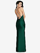 Rear View Thumbnail - Hunter Green Halter Convertible Strap Bias Slip Dress With Front Slit