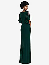 Rear View Thumbnail - Evergreen Faux Wrap Split Sleeve Maxi Dress with Cascade Skirt