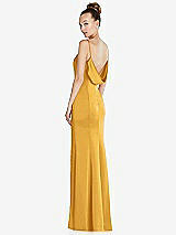Side View Thumbnail - NYC Yellow Draped Cowl-Back Princess Line Dress with Front Slit