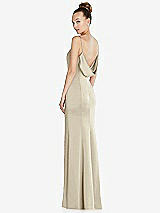 Side View Thumbnail - Champagne Draped Cowl-Back Princess Line Dress with Front Slit