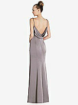 Front View Thumbnail - Cashmere Gray Draped Cowl-Back Princess Line Dress with Front Slit