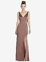 Rear View Thumbnail - Sienna Draped Cowl-Back Princess Line Dress with Front Slit