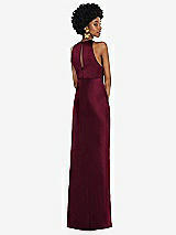 Rear View Thumbnail - Cabernet Jewel Neck Sleeveless Maxi Dress with Bias Skirt