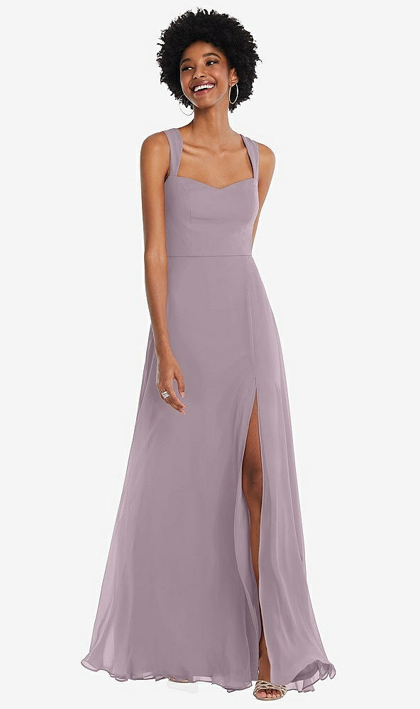 Front View - Lilac Dusk Contoured Wide Strap Sweetheart Maxi Dress