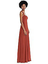 Side View Thumbnail - Amber Sunset Contoured Wide Strap Sweetheart Maxi Dress