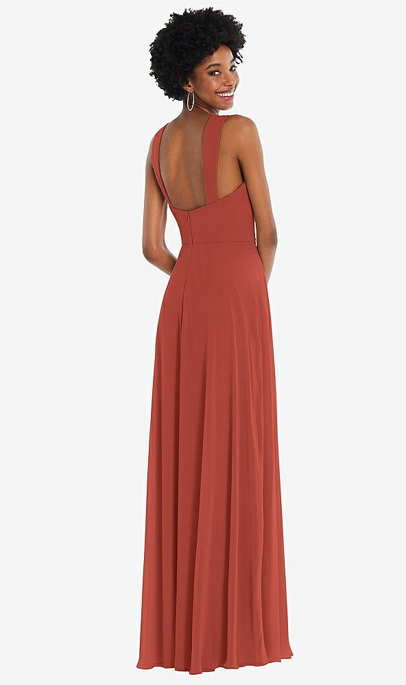 Back View - Amber Sunset Contoured Wide Strap Sweetheart Maxi Dress