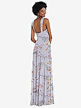 Rear View Thumbnail - Butterfly Botanica Silver Dove Contoured Wide Strap Sweetheart Maxi Dress