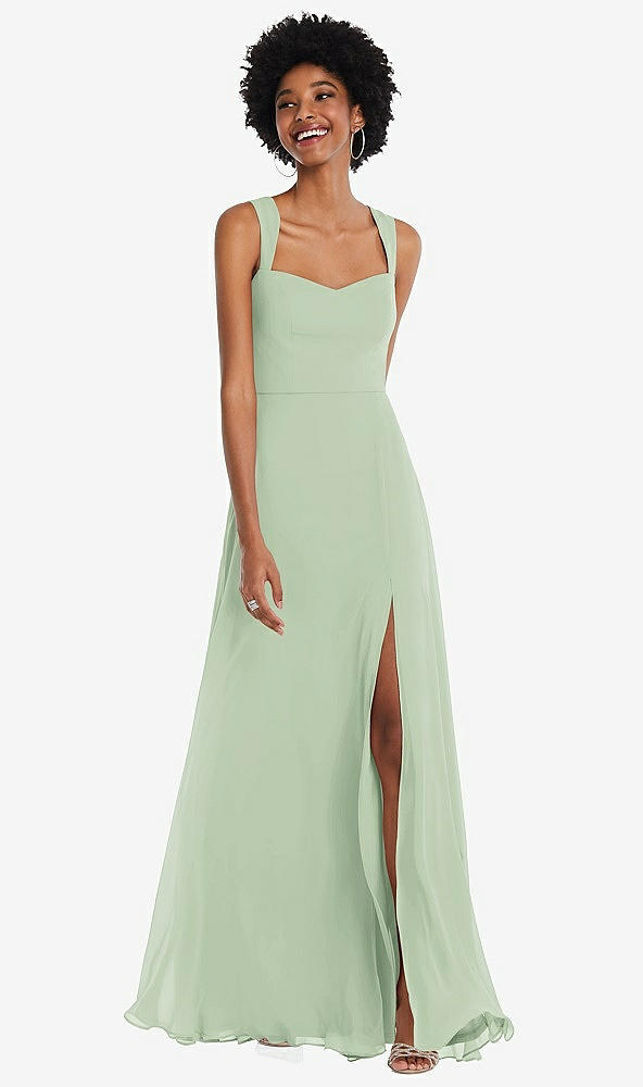 Front View - Celadon Contoured Wide Strap Sweetheart Maxi Dress