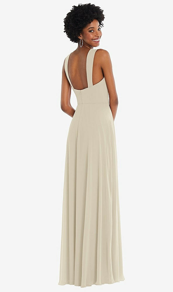Back View - Champagne Contoured Wide Strap Sweetheart Maxi Dress