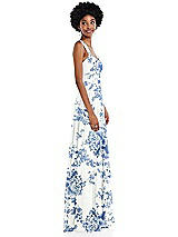 Side View Thumbnail - Cottage Rose Dusk Blue Contoured Wide Strap Sweetheart Maxi Dress