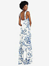Rear View Thumbnail - Cottage Rose Dusk Blue Contoured Wide Strap Sweetheart Maxi Dress