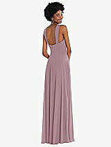 Rear View Thumbnail - Dusty Rose Contoured Wide Strap Sweetheart Maxi Dress