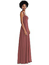 Side View Thumbnail - English Rose Contoured Wide Strap Sweetheart Maxi Dress