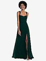 Front View Thumbnail - Evergreen Contoured Wide Strap Sweetheart Maxi Dress