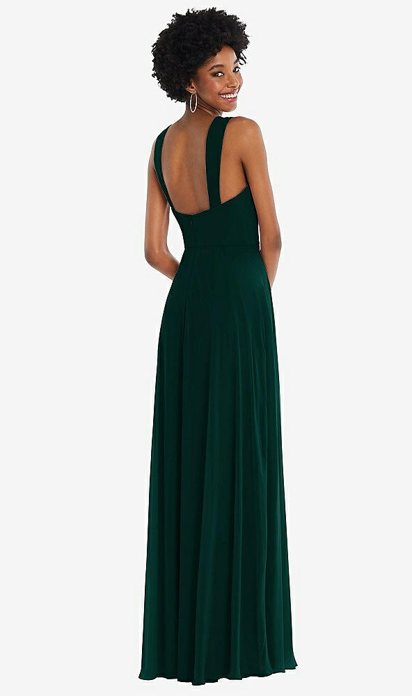 Back View - Evergreen Contoured Wide Strap Sweetheart Maxi Dress