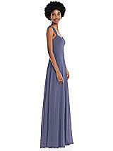 Side View Thumbnail - French Blue Contoured Wide Strap Sweetheart Maxi Dress