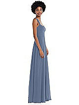 Side View Thumbnail - Larkspur Blue Contoured Wide Strap Sweetheart Maxi Dress