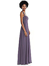 Side View Thumbnail - Lavender Contoured Wide Strap Sweetheart Maxi Dress