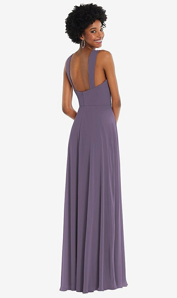Back View - Lavender Contoured Wide Strap Sweetheart Maxi Dress