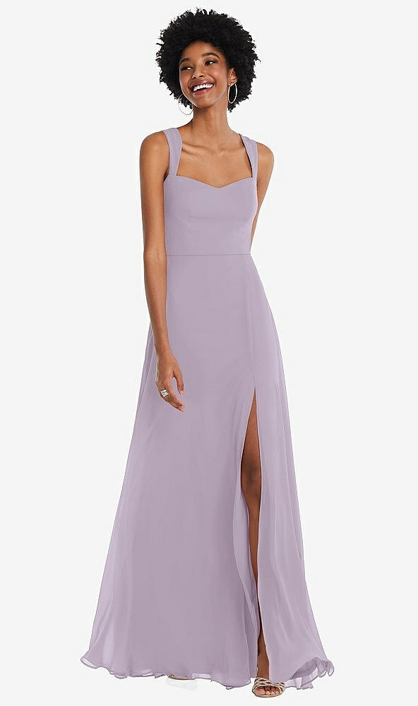 Front View - Lilac Haze Contoured Wide Strap Sweetheart Maxi Dress