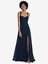 Front View Thumbnail - Midnight Navy Contoured Wide Strap Sweetheart Maxi Dress